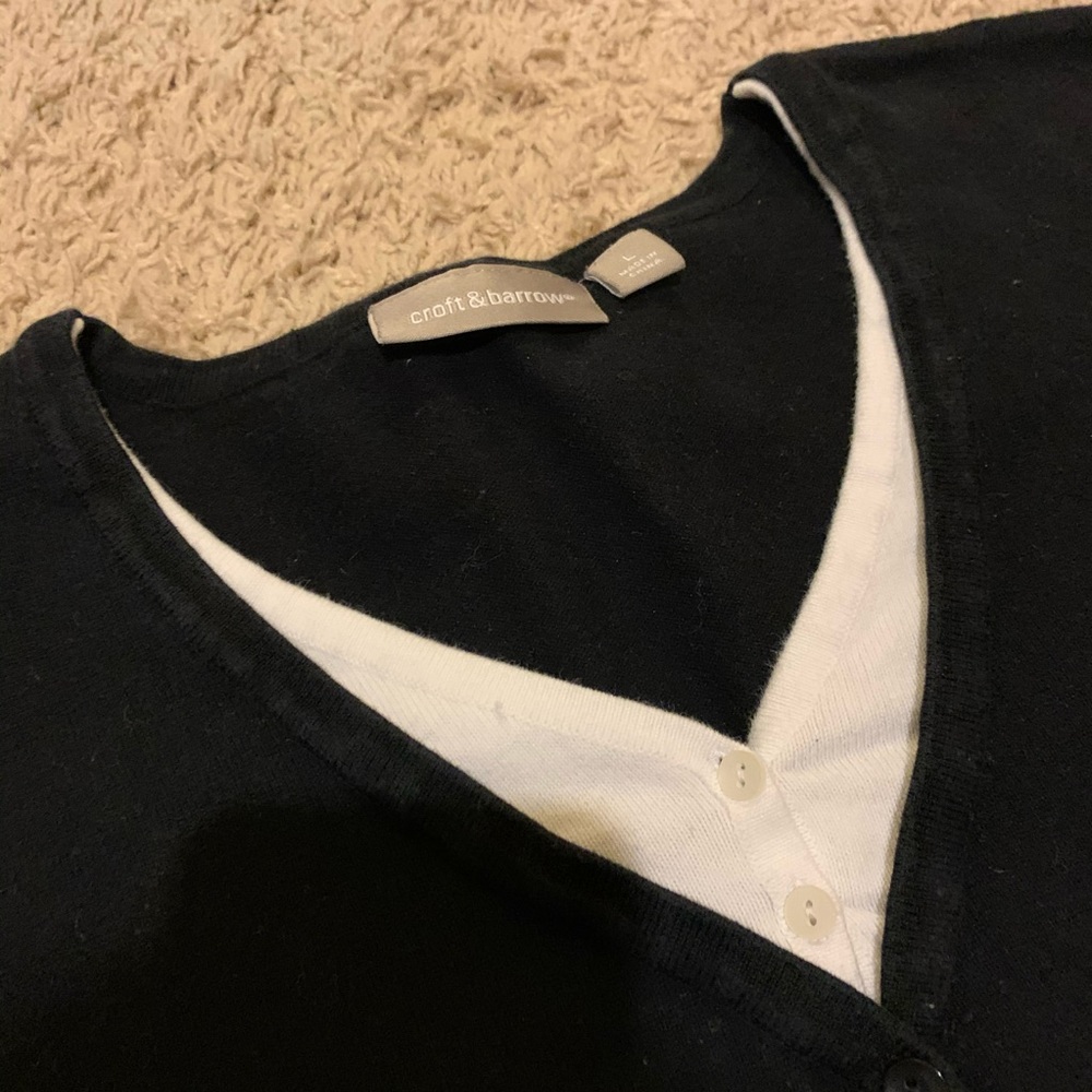 Croft & barrow long sleeve double v neck long top - Picture 2 of 5